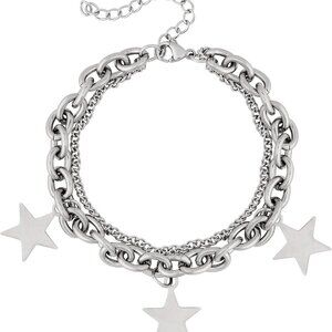 Y2K Star Bracelet Silver-tone Gothic Jewelry Gift for Women
